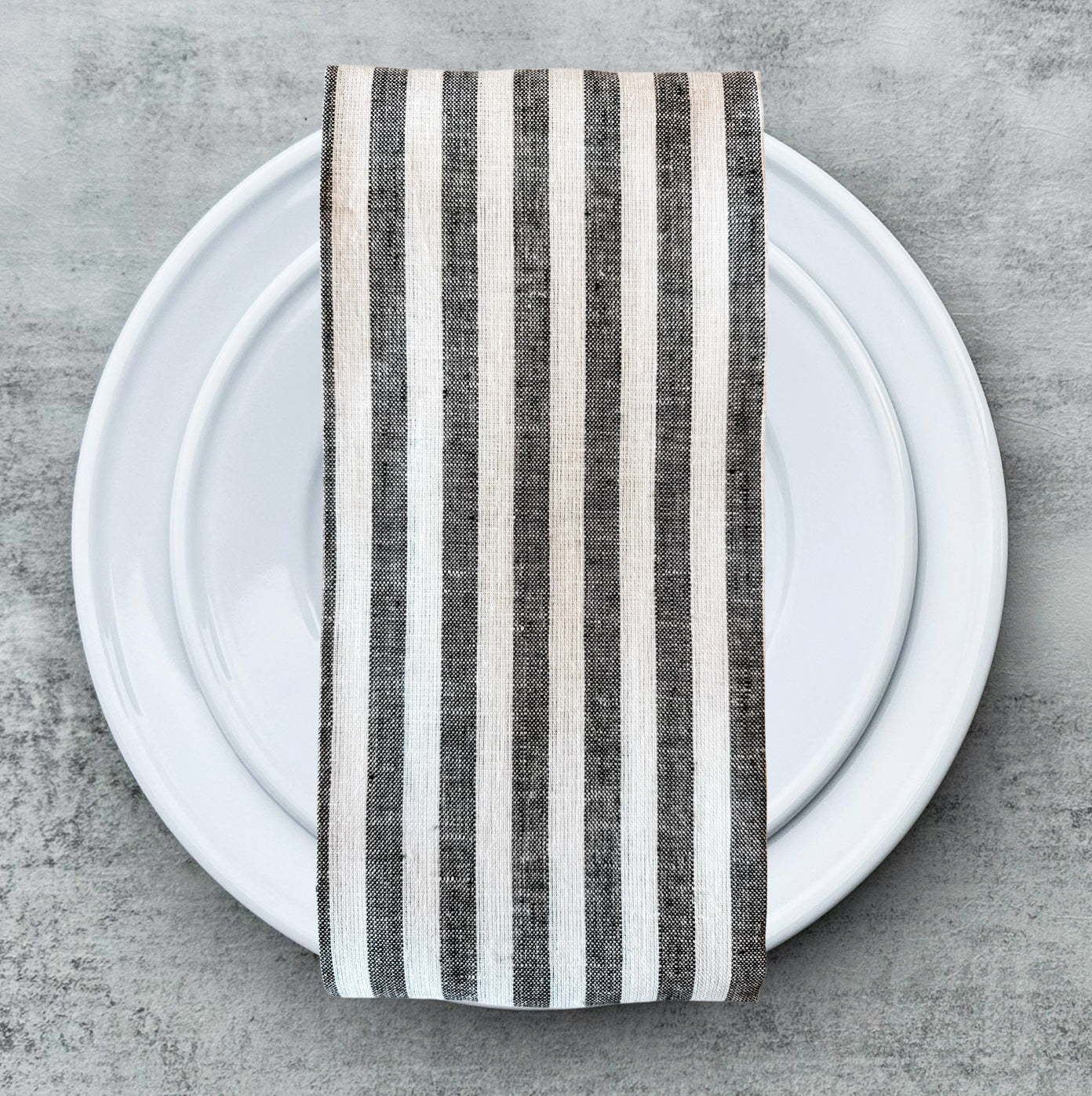 Black & White <br> Linen Stripe Napkins - Set of 4